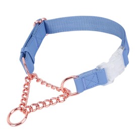 Soft Leather Martingale Collar for Dogs, Rose Gold Chain Limited Slip Collars with Quick Release Buckle, Stylish Adjustable Nylon No Pull Training Collar for Small Medium Large Dogs Blue Purple Medium