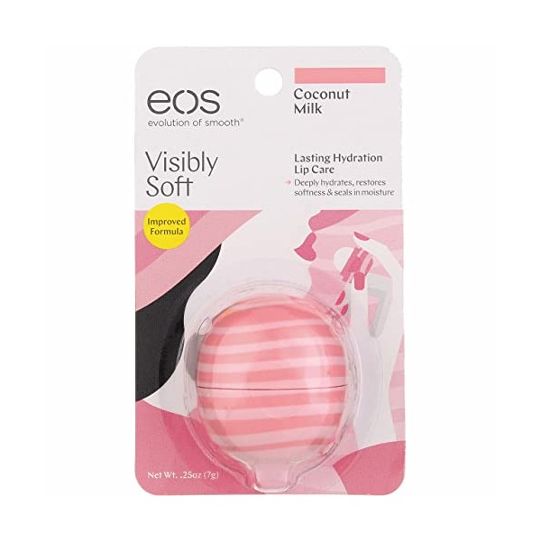 eos Super Soft Shea Sphere Lip Balm - Coconut Milk |Deeply Hydrates and Seals in Moisture | Sustainably-Sourced Ingredients | 0.25 oz