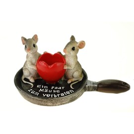Kremers Schatzkiste Mice Frying Pans Figurine - Original Money Gift Packaging - A Pair of Mice for Roasting - High-Quality Polyresin Decorative Figure 8 x 18 x 11 cm