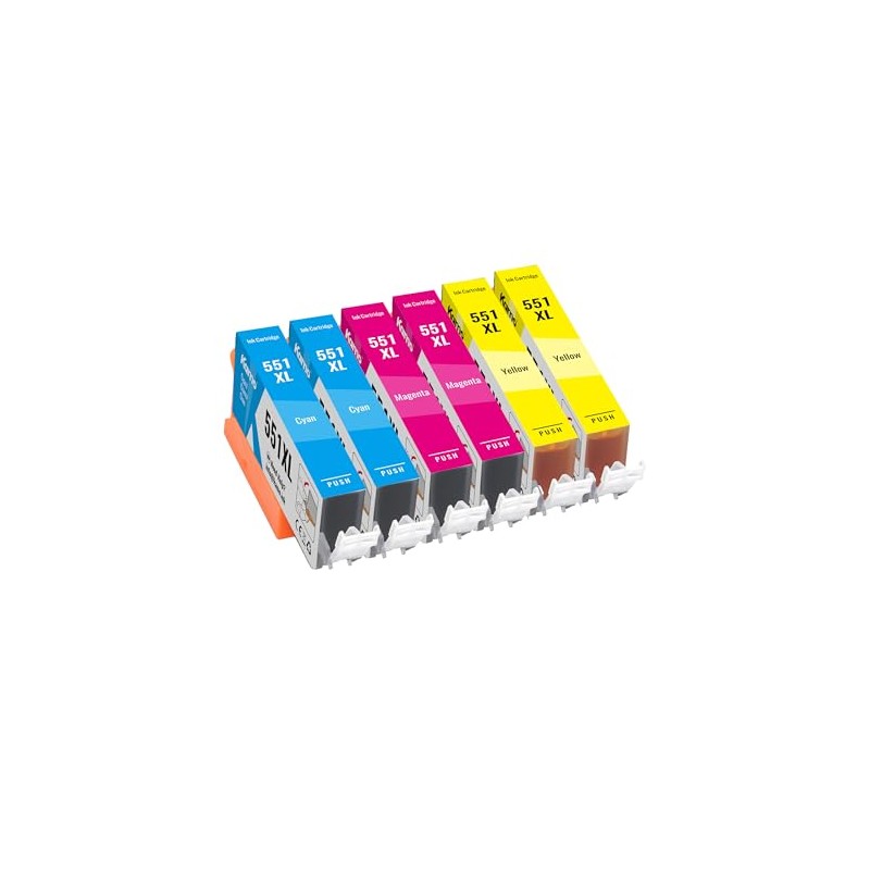kamo CLI-551XL (6-Pack) Multipack Printer Cartridges Compatible with Canon 551