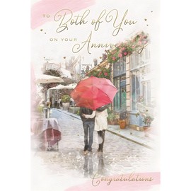 Anniversary Card - To Both of You - Romantic Walk Artistic Design - Special Finishes and Illustrated Insert Leaf - Made in the UK - Eco-Friendly