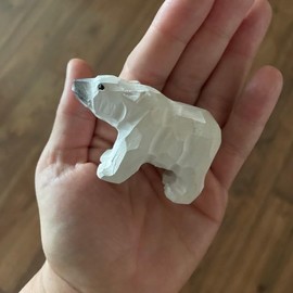 Selsela White Polar Bear Handmade Wood Figurine Arctic North Pole Snow Antarctica Carving Decoration Miniature Small Animal