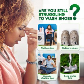 SEVENWELL Foam Shoe Cleaning, 13.5 Oz White Shoe Sneaker Cleaner Removes with Brush and Towel Work on Leather, Knit, Boots, Canvas, Suede, PU (Waterless Foam Shoe Cleaner)