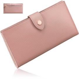 Encore Women's Long Wallet, Ultra Thin, 0.3 inch (7 mm), Genuine Leather, Thin, Lightweight, Slim, Compact, Coin Purse, Cashless Leather, Skimming Prevention, RFID, smoky pink