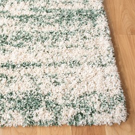 SAFAVIEH Hudson Shag Collection Accent Rug - 2' x 3', Ivory & Green, Modern Design, Non-Shedding & Easy Care, 2-inch Thick Ideal for High Traffic Areas in Entryway, Living Room, Bedroom (SGH206Y)