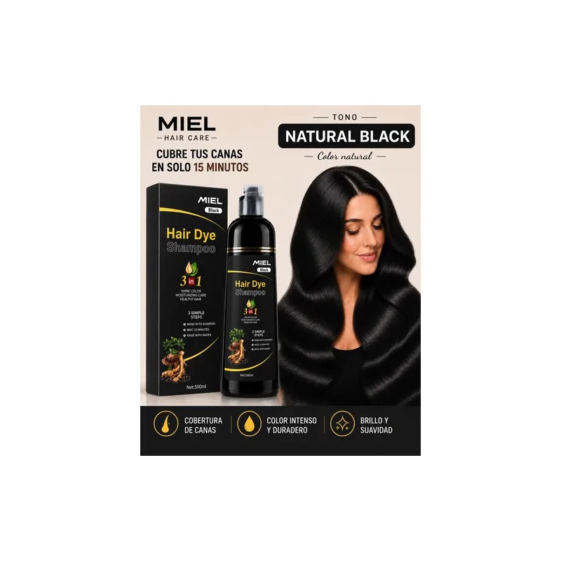 Miel Shampoo Tinte Cubre Canas Natural 500ml