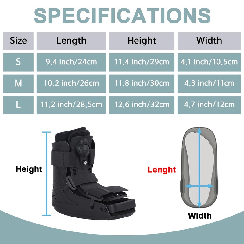 Mathgetin Air Cam Walker Boot, Short Inflatable Walking Boot Medical