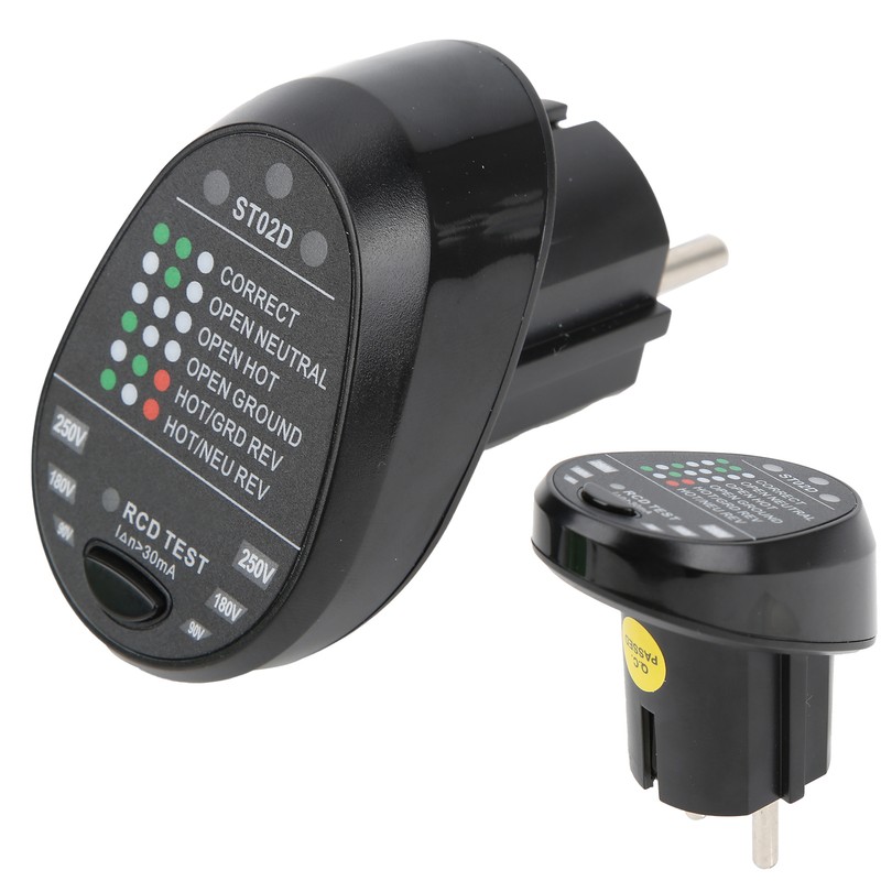 ST02D Electric Socket Tester Circuit Polarity Detector Mains Fault Checker
