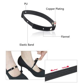 CAREOR Pack of 4 Width 1 cm Women's Leather High Heels Beam Shoelaces with Metal Buckle, Adjustable Shoe Strap, Strap Removable Shoe Loop, Circles, Anti-Loose Cross, Firm Shoe Tie Belt, black