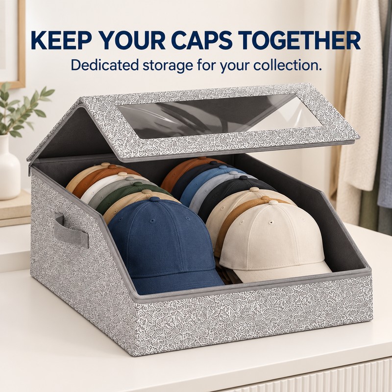 Hat Storage Box for Baseball Cap Organization – Clear Viewing