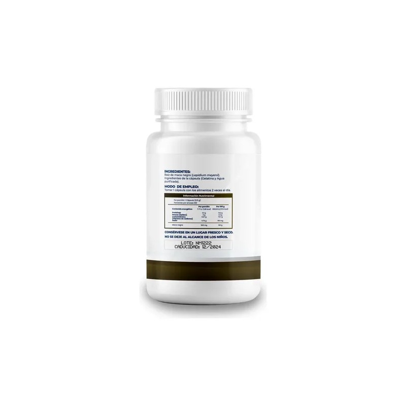Maca Negra 500mg - 100 Cápsulas Por Frasco