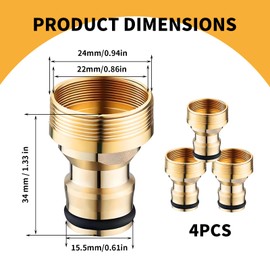 vcsjw Pack of 4 Universal Tap Connector for Mixer Tap, Tap Adapter, Garden Hose, Garden Hose Connection, Gardena Tap Adapter Hose Coupling (Male Thread)