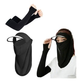 3pcs Mangas Elasticidad Protectora Uv Y Máscara Sombrero Sol