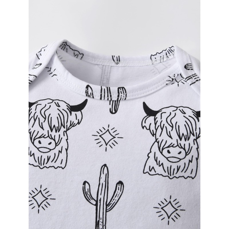 Awxoder Baby Boy Outfit Set Print Tops + Suspender Pants