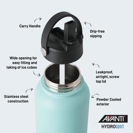 Avanti HydroSport Sipper Insulated Water Bottle, 1.1 Litre - Blue