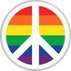 Peace Sign - White on Rainbow Background - 2.25" Round