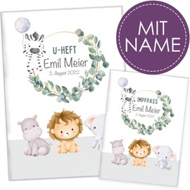 Cozy Racoon Examination Book and Vaccination Certificate Cover with Personalisation, 3-Piece Set, High-Quality Cover for Your Child's Examination Book and Vaccination Certificate, Cute Animals (with