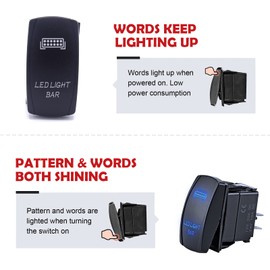 Mofun Universal 2 Lead LED Light Bar Wiring Harness Kit Rocker Switch Blue Relay On Off Fuse Compatible with Polaris SUV ATV UTV Truck Wrangler