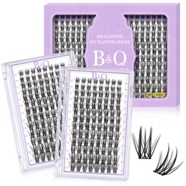 B&Q Individual Eyelashes, Pack of 208 DIY Lash Clusters for Beginners, Reusable Eyelash Clusters, Individual Eyelashes for Eyelash Extension at Home, Individual Lashes Extension (D-8-16 Mix, B03+B03)