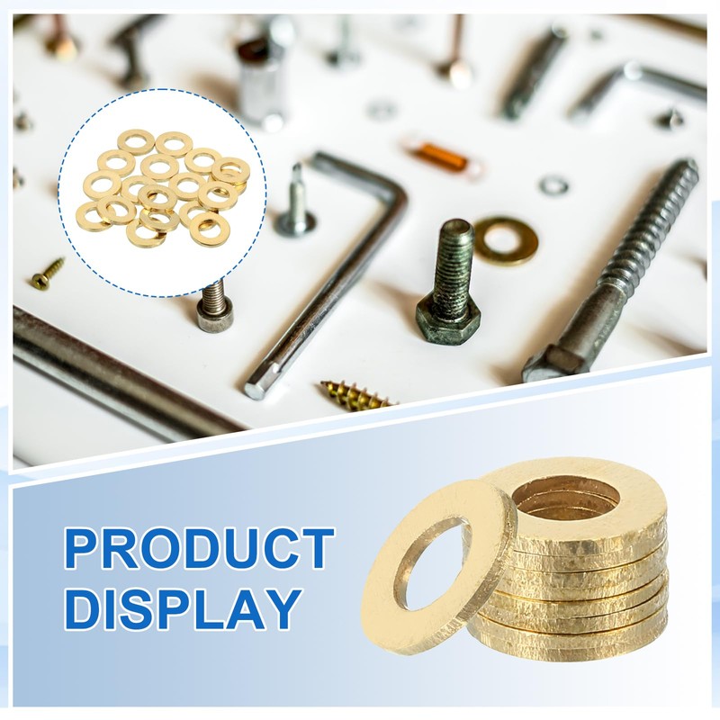 sourcing map 18 Pack Brass Flat Washer, M8 Copper Washers