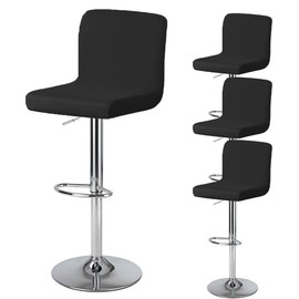 Bifaunvogel Bar Stool Cover with Back Waterproof Dining Room Square Swivel Barstool Chair Slipcover for Counter Height Mid Low Back Chair Protector 4 Pack Black