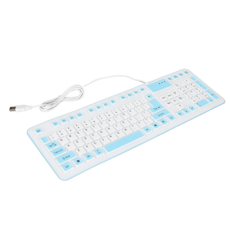 Foldable Silicone Keyboard 106 Keys Waterproof Dustproof Foldable USB Wired
