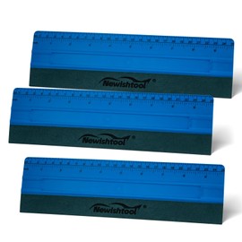 NEWISHTOOL - Escobilla de goma de vinilo para vinilo, papel pintado de gran tamaño, paquete de 3 calcomanías de 25 cm con regla y borde de fieltro de microgamuza para hacer señales, aplicación de película de tinte de ventana gráfica