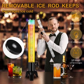 Beer Giraffe Dispenser, 100oz/3.2 qt Mimosa Tower Dispenser with Ice Tube and LED Light, 3L Tabletop Drink Tower Dispenser for Beer, Margarita, Liquor, Beverage