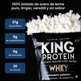 King Protein Whey 600g Aislado Sin Lactosa Sin Sabor Sin Sabor                                                                                        
