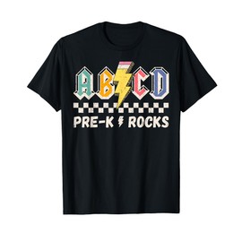 ABCD Pre-k Kindergarten Rocks Pencil Lightning Teachers Rock T-Shirt