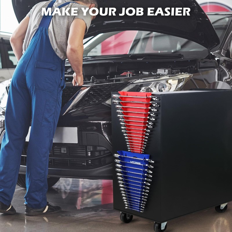 2-Pack Magnetic Wrench Organizer, 32-Slot Premium Wrench Rack Holder Tool