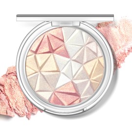 HOSAILY Colored Face Highlighter Palette Makeup, Blendable Shimmer High Glossy Natural Glow Highlighter Facial Illuminator Palette, Smooth Long Lasting Sparkling Baked Powder Highlighter Blush Makeup