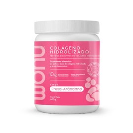 WONU I Colágeno Hidrolizado I 600g I 52 Servicios I Sabor Fresa-Arándano I Con Ácido Hiluronico Y Vitamina I Sin Azúcar