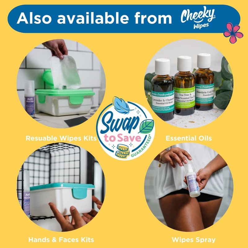 Cheeky Wipes - 25 Washable Bamboo Terry Cloth Wipes, 15x15cm