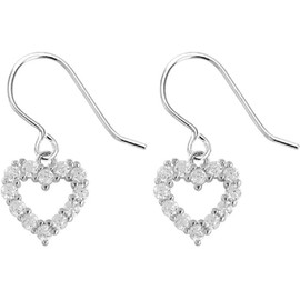 925 Sterling Silver Heart Earrings Dangle Earrings Drop Earrings Rhinestone Earrings Bridal Earrings(dangle)