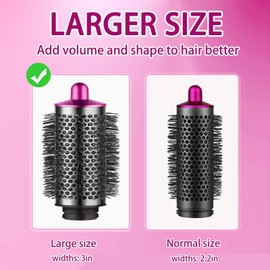 Large Round Volumizing Brush for Dyson Airwrap Attachments Bigger Round Brush Attachment for Dyson Air Wrap Styler, Fluff up and Volumize for Styling (Rose)