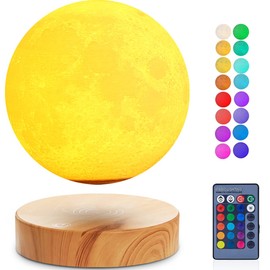 exekoml Floating Moon Lamp 16 Colors Levitating Spinning LED Moon Light Magnetic Levitation 3D Printing Moon Night Lights Unique Gifts Room Office Table Decorative Lamp