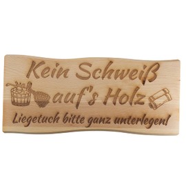 Generisch Sauna Sign Solid Beech Wood 38 x 17 cm Kelo Decorative Wooden Sign (No Sweat on Wood)