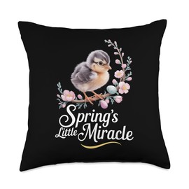 Easter Baby Chicks with Eggs Bunnies and Seasonal Decor Throw Pillow