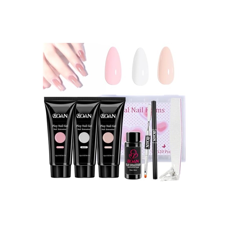 BQAN Poly Nail Gel Kit, 3 Colors Poly Extension Gel