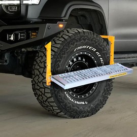 MAXXHAUL 50693 29.3" x 7.3" Adjustable Truck Tire Service Step with Non-Slip Platform Foldable 300-lb Capacity