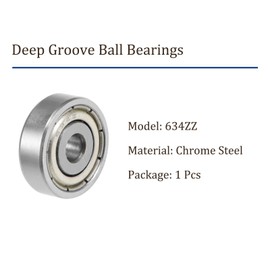 Kozelo 10pcs Deep Groove Ball Bearing 634ZZ - [6mm x 12mm x 4mm] Chrome Steel Bearings for Skate Boards Inline Skates, Scooters and Long Boards