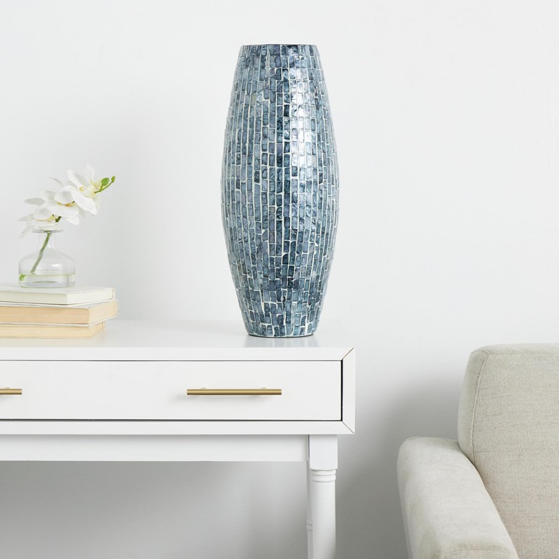 Deco 79 Mother of Pearl Shell Handmade Mosaic Inspired Vase,