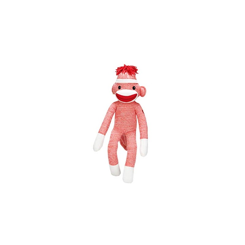 Plushland Adorable Orange Sock Monkey, The Original Traditional Hand Knitted