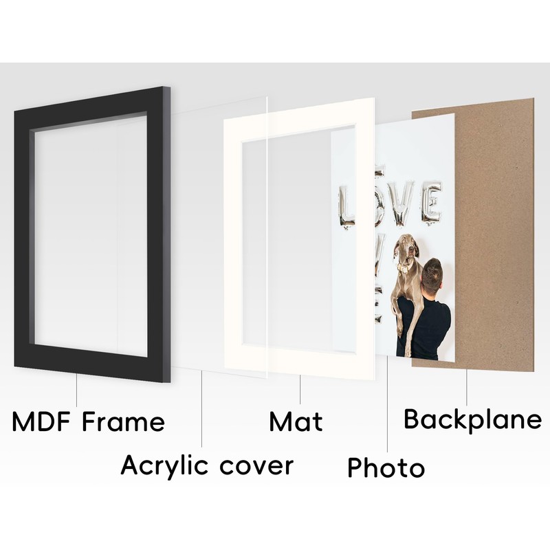 SNXJWA Black 8x10 Picture Frame with Mat for 6x8 Display,