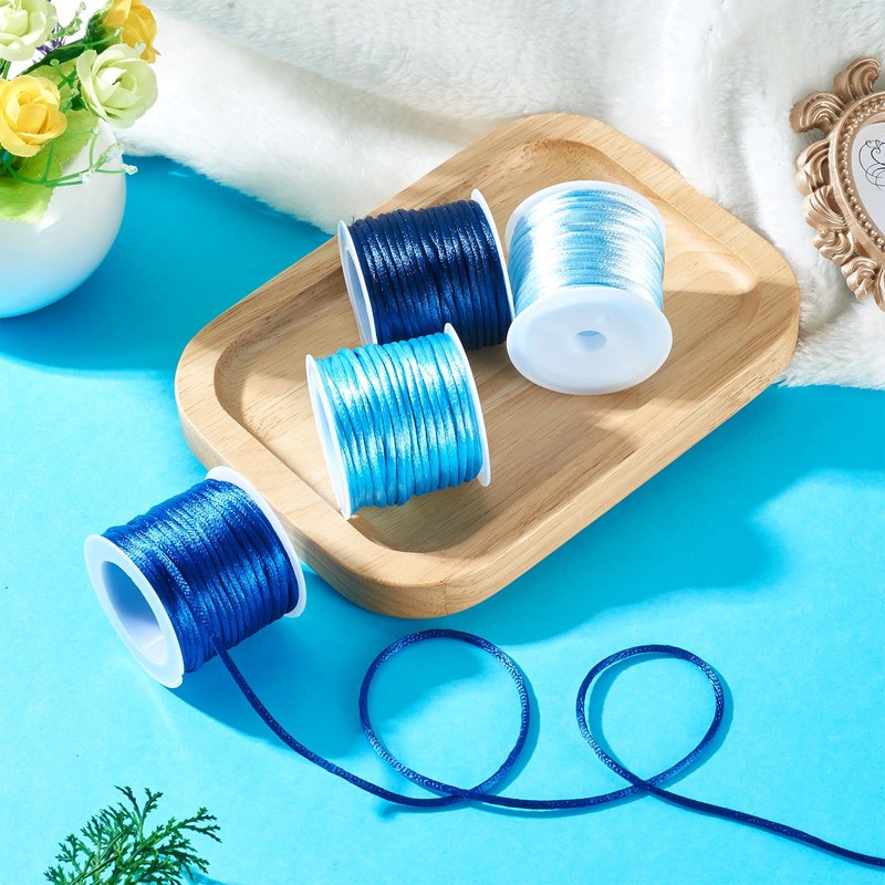 44 Yards Blue Rattail Nylon Satin Cord 2mm Nylon String