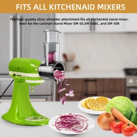 YYinno 5-Blade Stainless Steel Slicer Shredder Attachment for KitchenAid Stand Mixer, Food Processor Attachment with Julienne/Grating/Slicing Discs, Rustproof & Dishwasher Safe