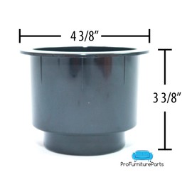 Black Plastic Cup Holder W/Chrome Rim for Sofa Recliner Boat RV Patio Poker Table Car Truck or Anything! (2)