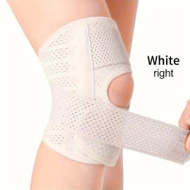 1 Pcs Knee Brace With Side Stabilizers Breathable Adjustable Knee Sleeve Unisex Suitable for Basketball Running Tennis FitnessColor: White (right), Size: L