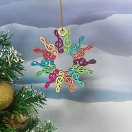 Music Note Ornaments, Christmas Ornament for Music Lovers, Colorful Musical Notes Snowflake Ornament 2025, Holiday Decoration, Ornaments for Tree Keepsake Gift for Musicians, Players, Friends